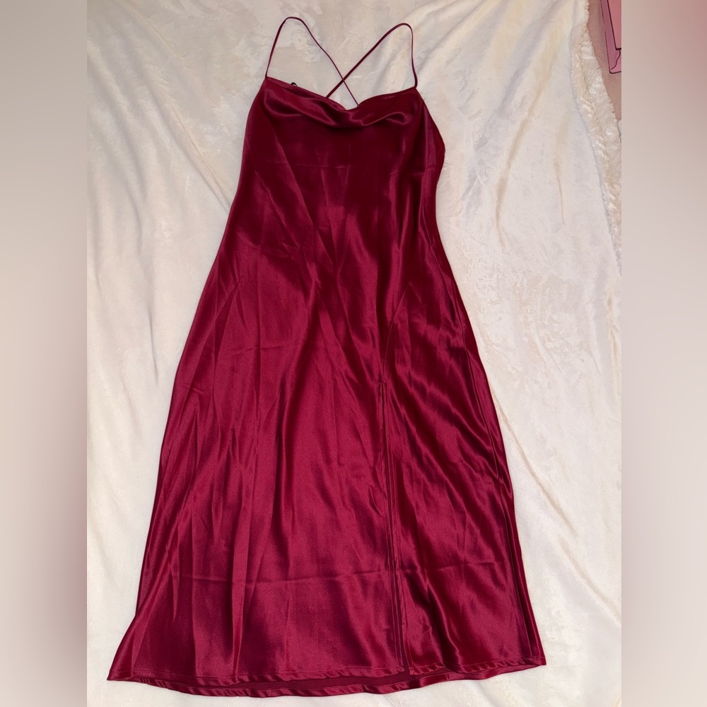 Fashion Nova Deep Red Backless Dress